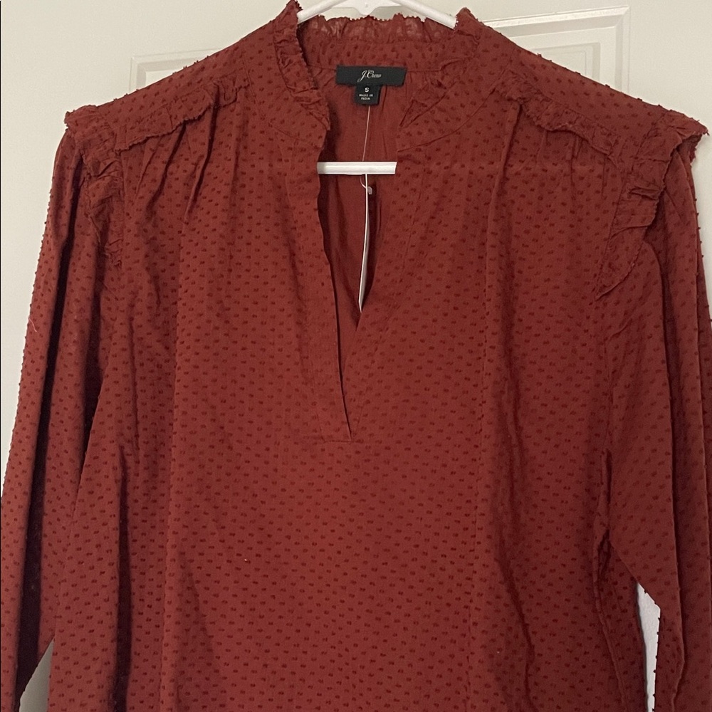 J. Crew Rust Textured Blouse